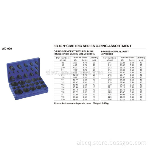 Professional manufacturer of O ring assortment 382pc,386pc,404pc,407pc,419pcs